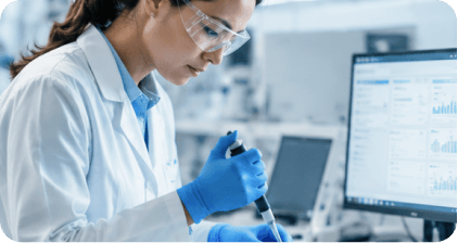 Laboratory professional using diagnostic technology